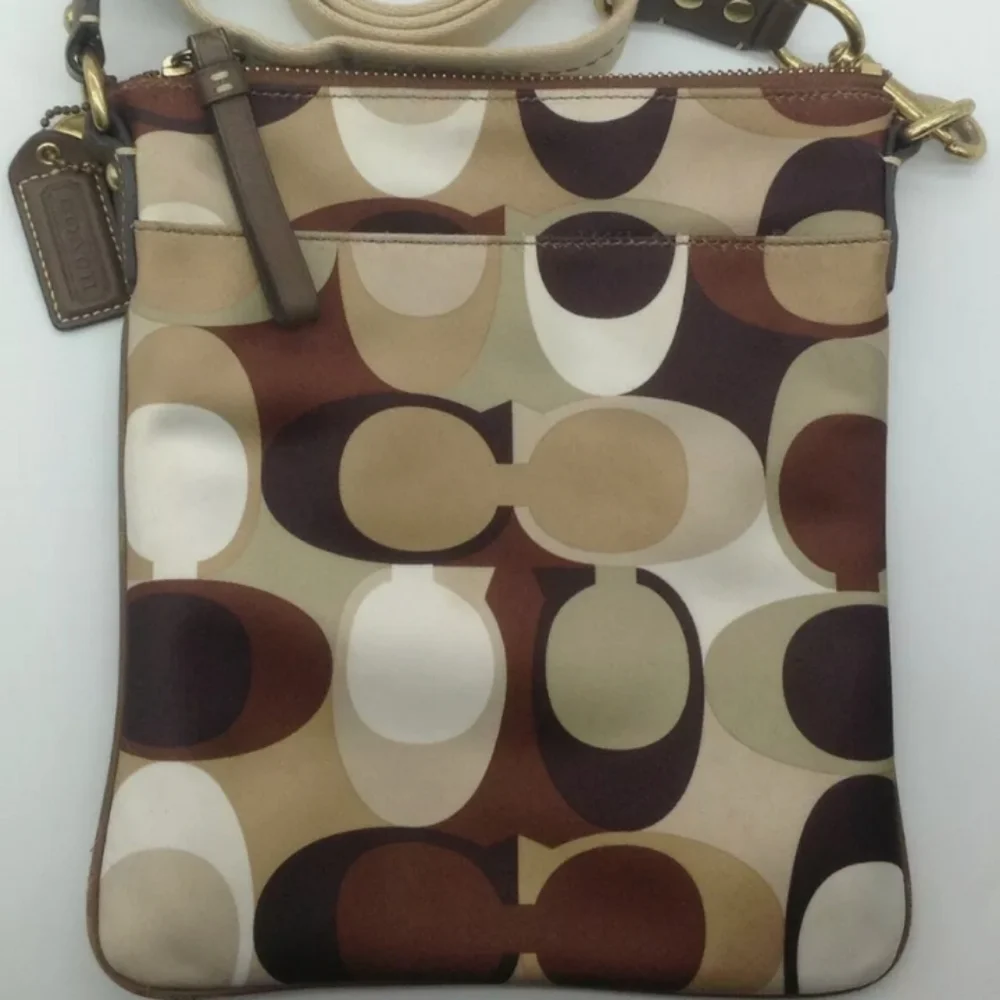 Coach 40659 Multicolor Scarf Print Tote Crossbody Bag Purse satin - Picture 7 of 9